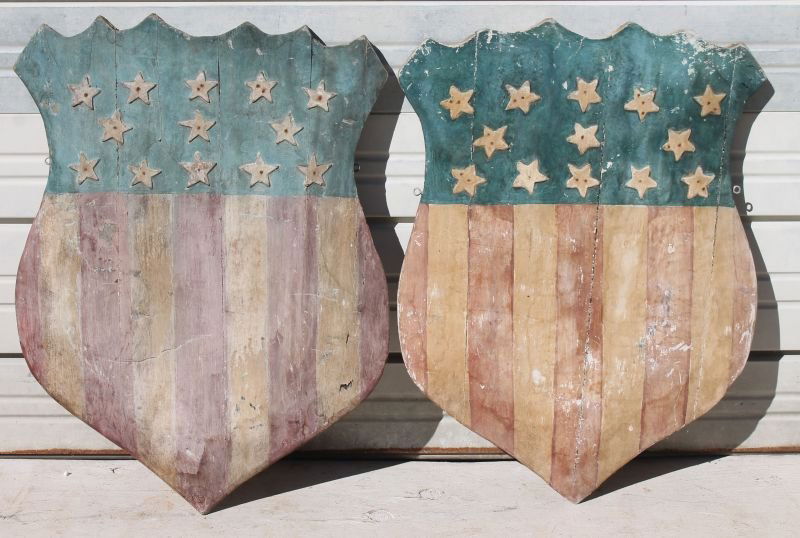 pr of wooden carved Patriotic red, white & blue parade (1 of 3)