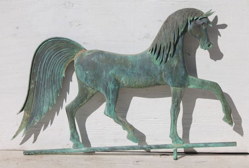2nd quarter 20thC very folky copper horse weathervane w (1 of 3)