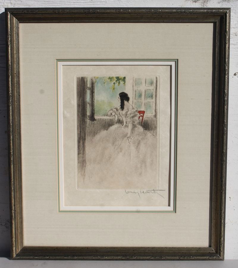Louis Icart etching "Camille at The Window" 9 1/2" x 7" (1 of 4)