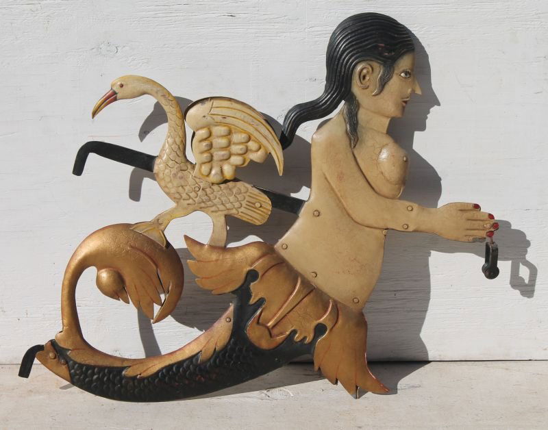 forged iron mermaid w attached pulley & bracket for (1 of 2)