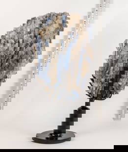Monumental Kyanite and Quartz Formation on Rotating Metal Stand: Thirty pound, incredible kyanite and quartz formation on rotating metal stand.