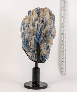 Monumental Kyanite and Quartz Formation on Rotating Metal Stand: Thirty pound, incredible kyanite and quartz formation on rotating metal stand.