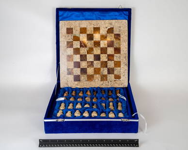 High End Carved Pakistani Onyx Chess Set: High end carved Pakistani onyx chess set.