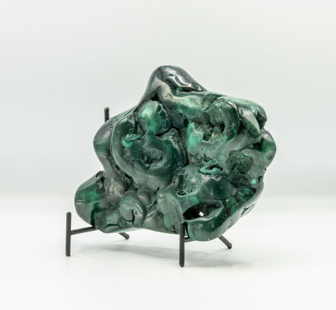 Polished Malachite Specimen: Polished malachite specimen from the DR Congo. 2.8 pounds.