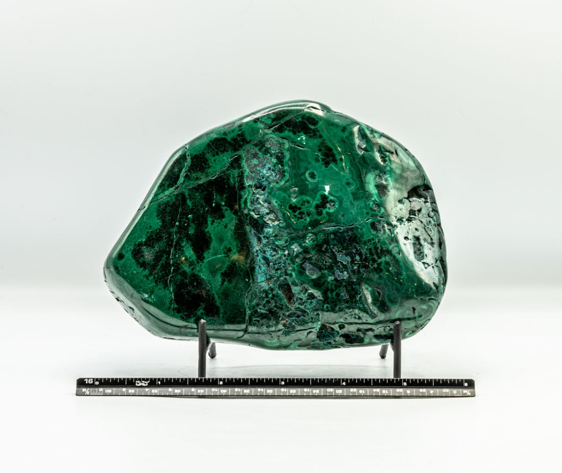 Polished Malachite Specimen: Polished malachite specimen from the DR Congo. 2.13 pounds.