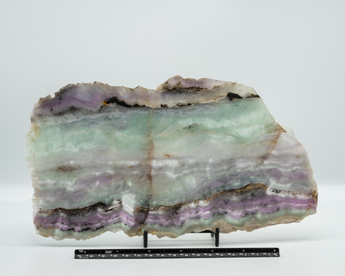 Green, Purple and Pink Fluorite Slice (1 of 2)