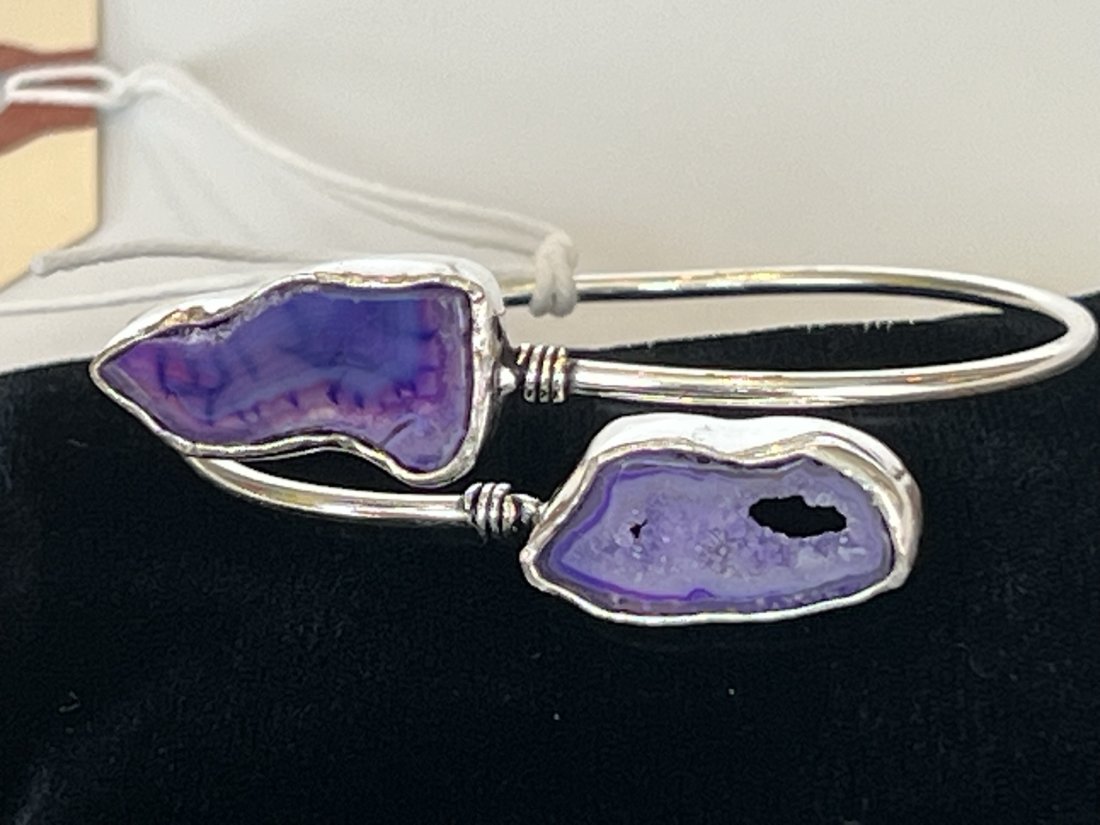 Purple Agate Cuff Bracelet: Purple agate cuff bracelet.