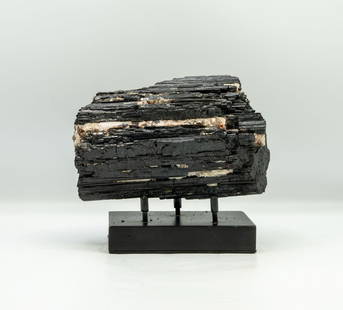 Black Tourmaline Formation: Black tourmaline formation. 5.75” x 3.75” x 2.75”. 3.3 pounds.