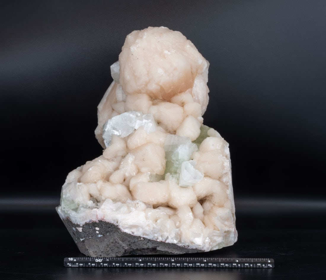 Stilbite Formation with Green and Clear Apophyllite Crystals (1 of 3)