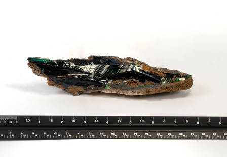 Rare Vivianite Crystal Cluster: Rare, high quality, translucent, green vivianite crystals in matrix. 8" x 2" x 3". 458 grams.