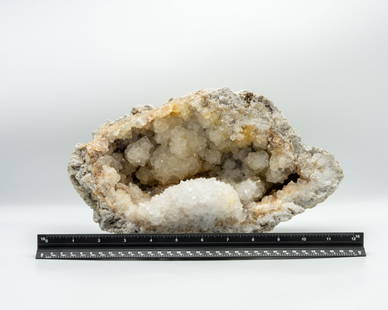 Large Keokuk Quartz Geode: Large Keokuk, Iowa quartz geode. 7" x 11.5" x 6". 11.5 pounds.