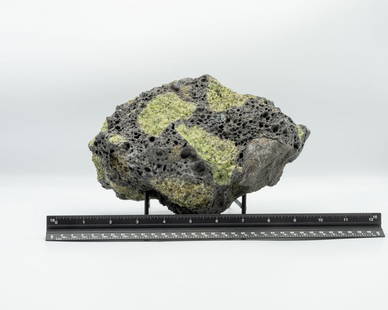 Peridot in Basalt: Large specimen of peridot in basalt matrix. 6" x 9" x 5". 9.13 pounds.