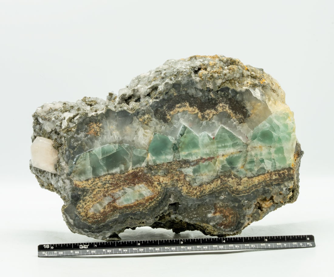Fluorite, Calcite and Chalcopyrite Cross-section (1 of 3)