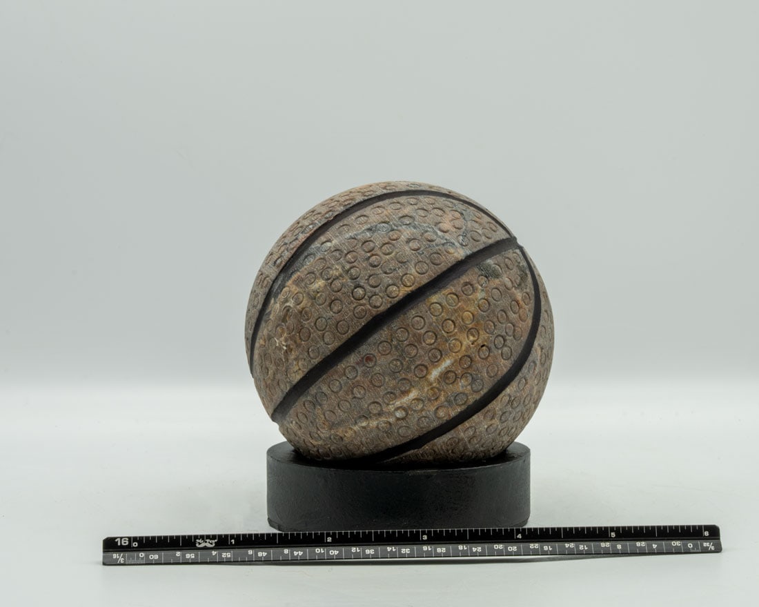 Carnelian Agate Basketball: Carnelian agate basketball. 2.2 pounds.
