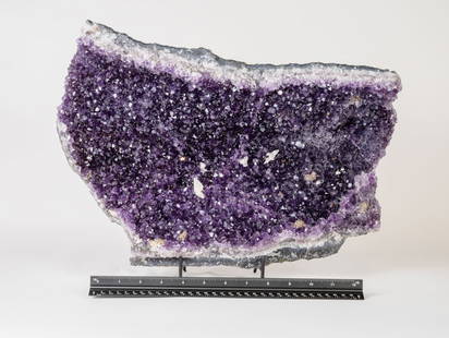 Exceptional Quality Amethyst Crystal Cluster: Exceptional quality amethyst cluster with remarkably dark, deep-purple crystals. 12.25" x 17.75" x 3.5". 23.2 pounds.