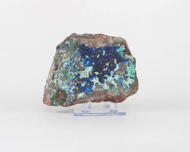 Azurite and Chrysocolla Formation: Blue azurite and green chrysocolla formation from the Morenci Mine in Arizona. 4.5" x 5.5" x 2.25". 2.11 pounds.