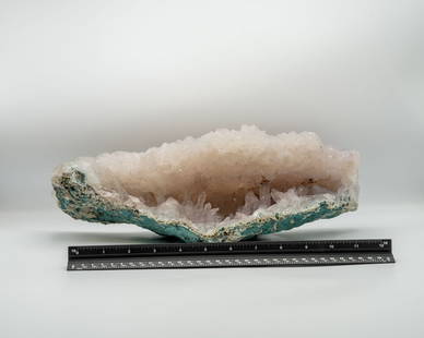 Rare and Remarkable Triple-sided Pink Amethyst Geode Formation: Rare, remarkable and delicate triple-sided pink amethyst formation. One of a kind. 5.5" x 14" x 7.25". 10.14 pounds.