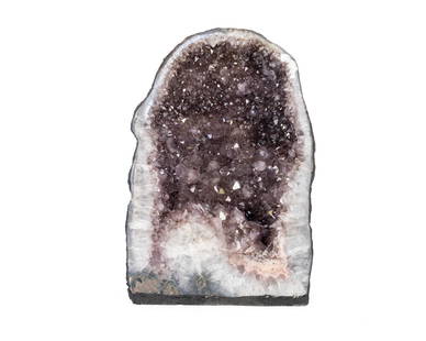 Amethyst Cathedral Geode: Amethyst cathedral geode with dark purple crystals. 14" x 9.5" x 5". 35.3 pounds.