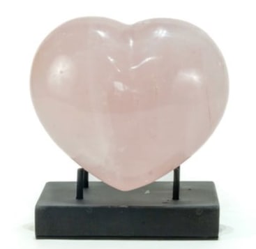 Rose Quartz Heart: Polished rose quartz heart. 4.25" x 5" x 2.25". 2 pounds, 2 ounces.