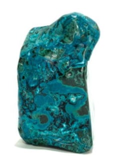 Polished Malachite and Chrysocolla Freeform: Polished malachite and chrysocolla freeform from the DR Congo. 4.25" x 3.5" x 2.5". 1 pound, 13 ounces.