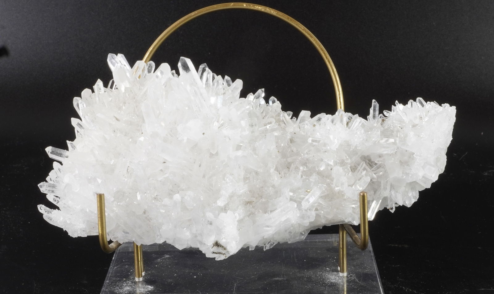 Quartz Crystal Cluster: Highly-crystallized quartz cluster from the Huanzala mine in Peru. 3" x 6.75" x 3.75". 1 pounds, 9 ounces.