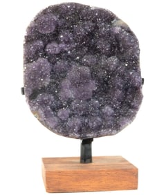 Uruguayan Amethyst Cluster on Wood Stand