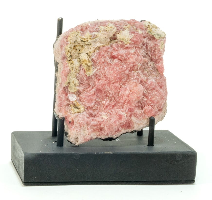 Rhodochrosite and Sphalerite Formation: Unique rhodochrosite (one side) and sphalerite (other side) formation. 3" x 3" x 1.25". 13 ounces.