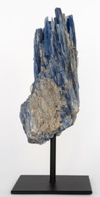 Kyanite and Quartz Cluster on Metal Stand