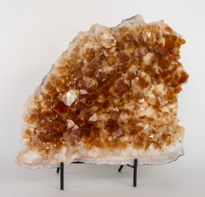 Large Citrine Cluster With Fluorescent Calcite