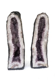 Huge Amethyst Cathedral Geode Pair