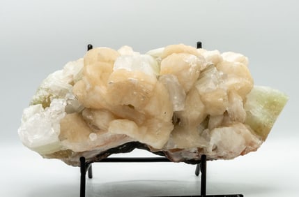 Green Apophyllite and Peach Stilbite Cluster