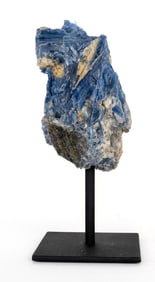 Kyanite and Quartz Cluster on Metal Stand