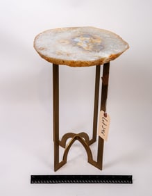 Agate Slab and Iron End Table
