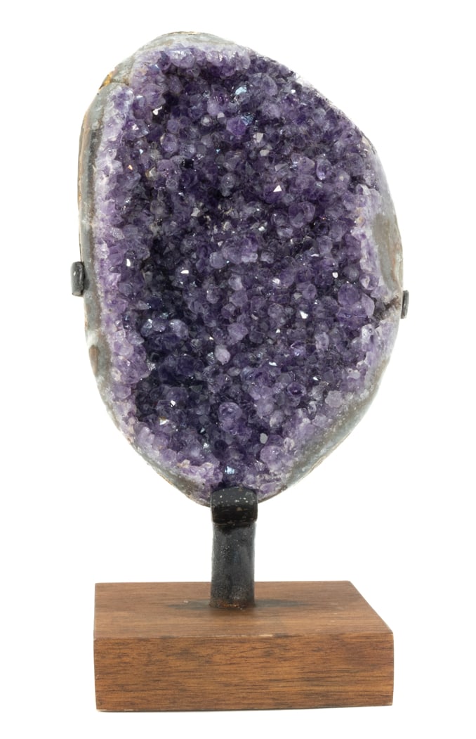 Uruguayan Amethyst Cluster on Custom Wood Stand (1 of 2)
