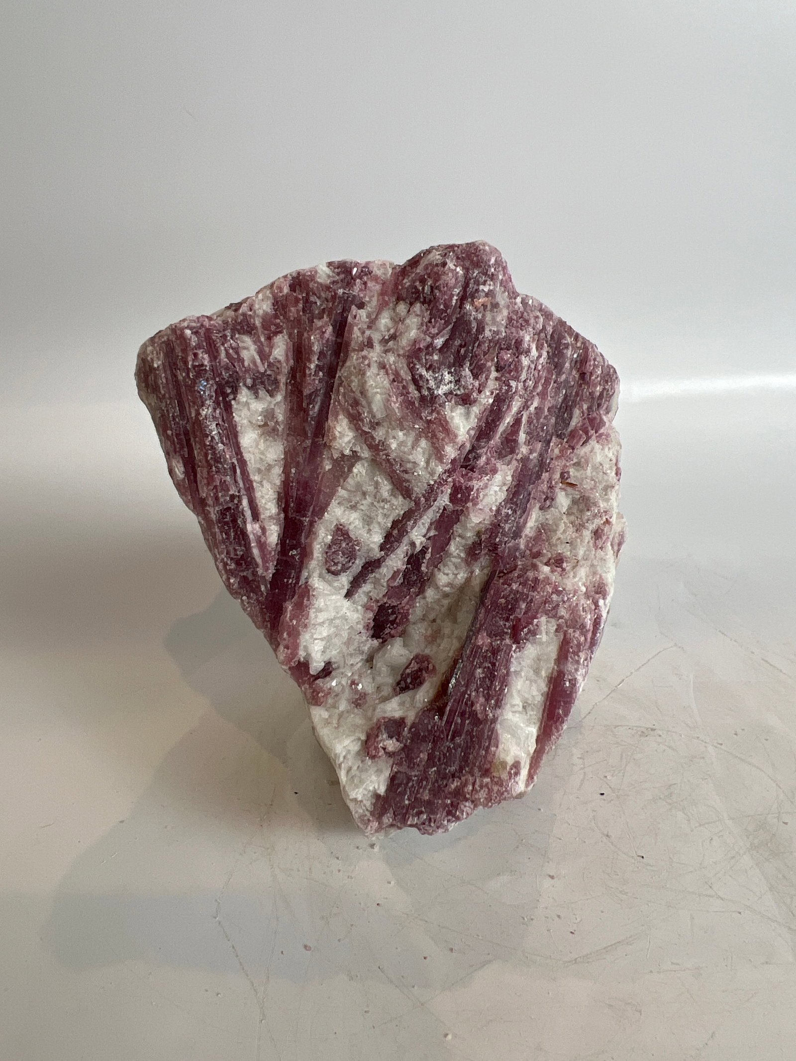 Pink Tourmaline in Matrix: Formation of pink tourmaline in matrix. 4" x 4" x 3". 1 pound, 14 ounces.