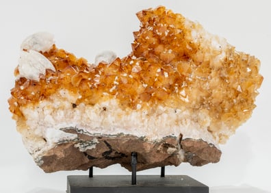 Citrine Cluster With Fluorescent Calcite Crystals