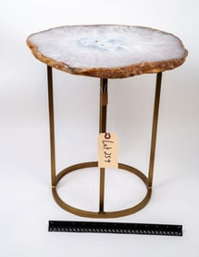 Agate Slab and Iron End Table