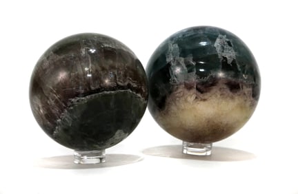 2 Polished Fluorite Spheres