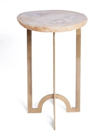 Agate Slab and Iron End Table