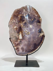 Huge Agate Slice on Custom Metal Stand