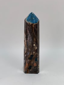 Orange Calcite and Blue Apatite Obelisk