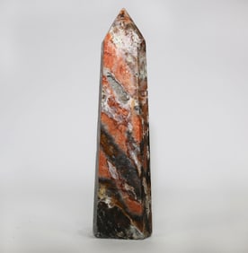 Orange Calcite and Blue Apatite Obelisk