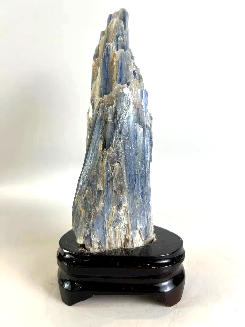 Blue Kyanite and Quartz Specimen on Wood Stand (1 of 3)