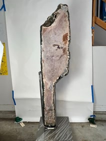 Gallery Worthy Pink Amethyst Section on Custom Steel Stand - MONUMENT