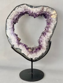 Large Amethyst Geode Ring on Metal Stand