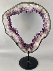 Large Amethyst Geode Ring on Metal Stand