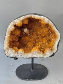 Large Citrine Geode WIth Extraordinary Calcite Crystal