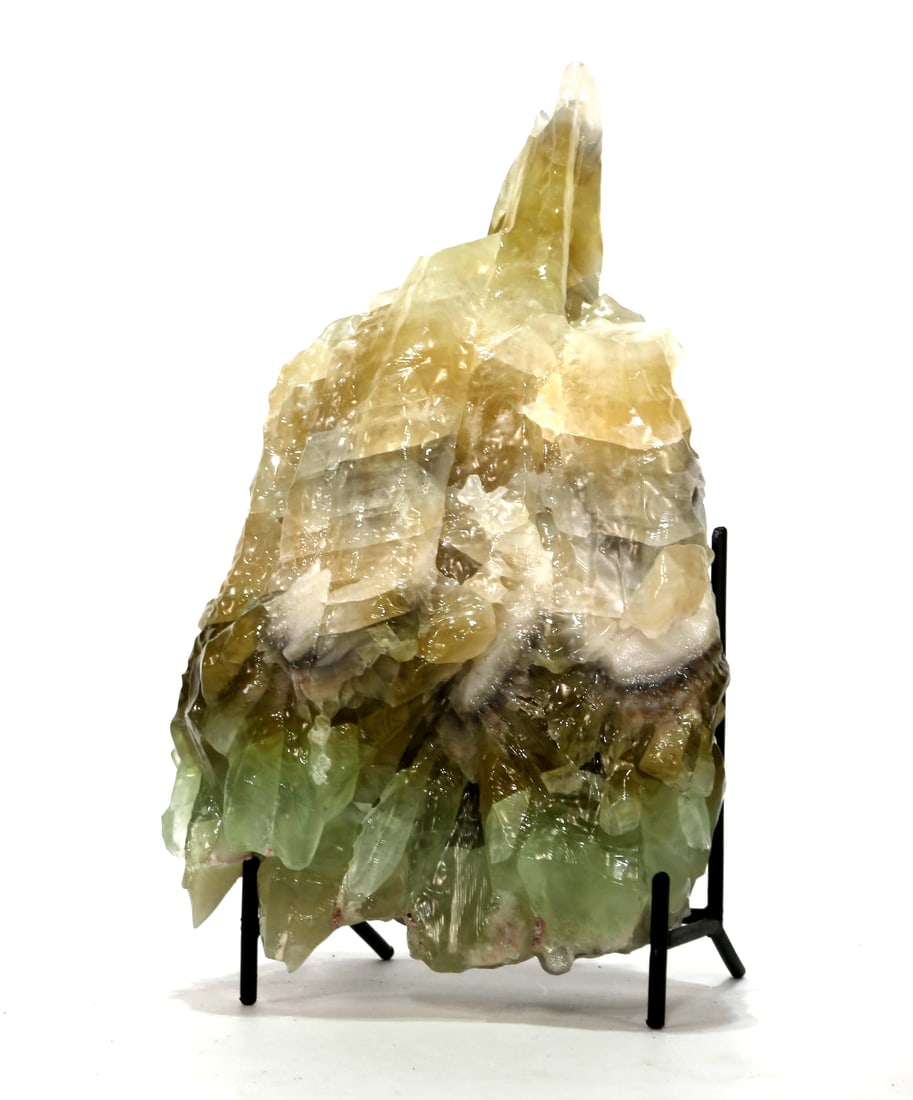Green Calcite Torch Formation: Green calcite torch formation. 8" x 4.5" x 3.25". 4 pounds, 2 ounces.