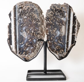 Stunning Agate Butterfly Wings on Metal Stand