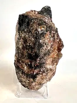 Black Tourmaline and Golden Mica Formation: Black tourmaline and golden mica formation. 6.5" x 4" x 2.5". 2 pounds, 10 ounces.